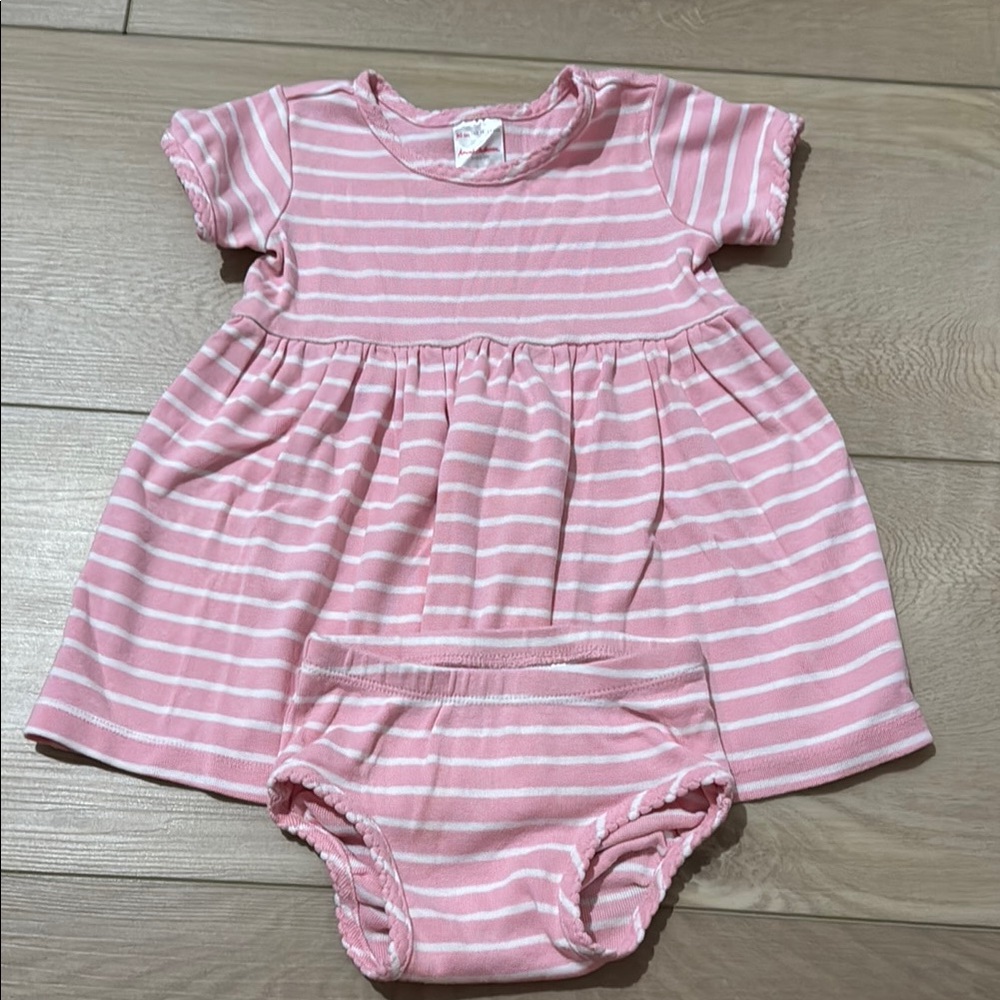 Pink Striped Baby Dress Set